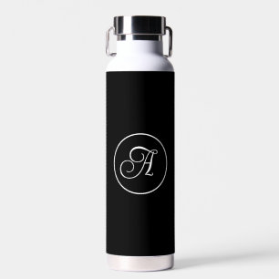 Bouteille D'eau Masculine noire personnalisée Monogramme moderne m