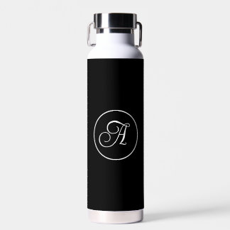 Bouteille D'eau Masculine noire personnalisée Monogramme moderne m