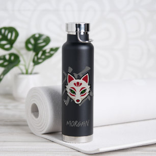Bouteille D'eau Masque de renard KITSUNE - Nom personnalisé