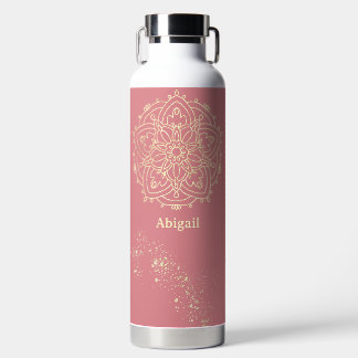 Bouteille D'eau Méditation personnalisée Mandala Rose Pink Gold