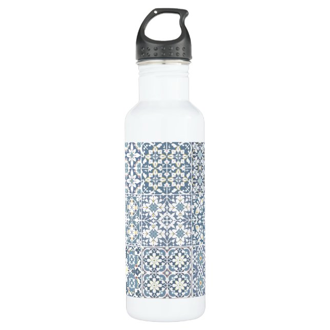 Bouteille D'eau Mediterranean Tiles, Moroccan, Majolica, Azulejo (Devant)