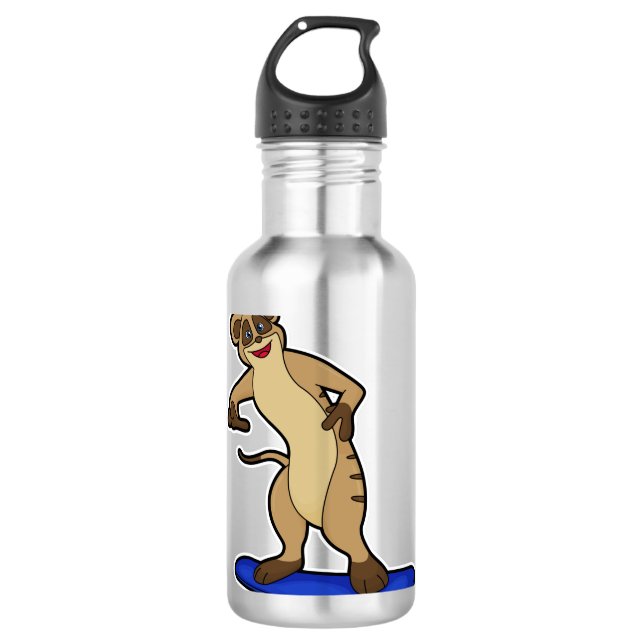 Bouteille D'eau Meerkat en Snowboard avec Snowboard (Devant)
