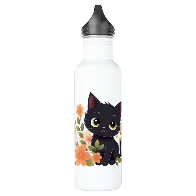 Bouteille D'eau Meilleur Chat du monde Maman mignonne Kitten noir (Gauche)