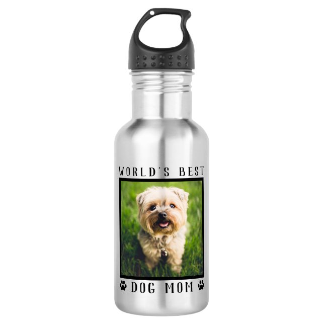 Bouteille D'eau Meilleur chien maman chien Empreintes de pattes de (Devant)