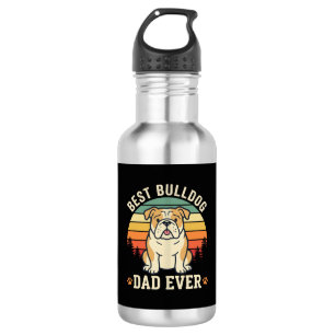 Bouteille D'eau Meilleur Papa Bouledogue Retro Vecteur