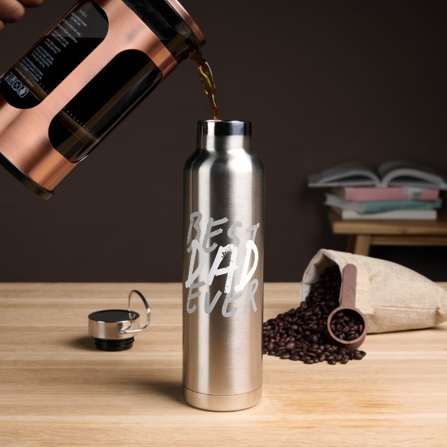 Bouteille D'eau Meilleur Papa de Tous les Temps Moderne Blanc et G (Café (pivoté))