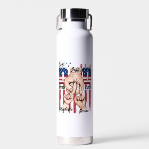 Bouteille D'eau Meilleur Papa Jamais - Fist Bump USA Drapeau - 2 E
