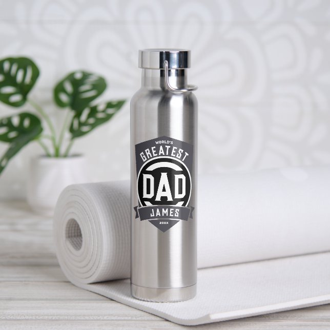 Bouteille D'eau Meilleur papa jamais moderne cadeau Fête des pères (Yoga)