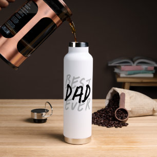 Bouteille D'eau Meilleur Papa Moderne Noir et Gris Grunge