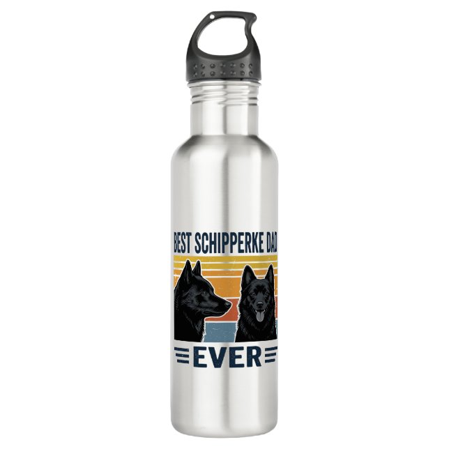 Bouteille D'eau Meilleur Papa Schipperke Jamais Design Vectoriel R (Devant)