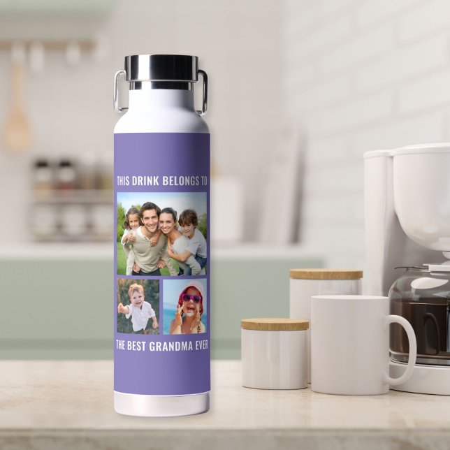 Bouteille D'eau Meilleure grand-mère jamais 3 photo violet (Créateur téléchargé)