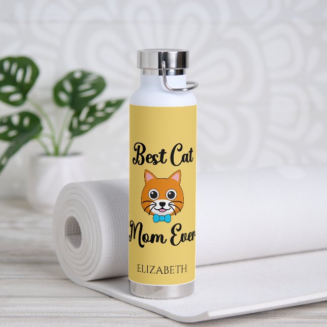 Bouteille D'eau Meilleure maman chatte jamais personnaliser (Yoga)