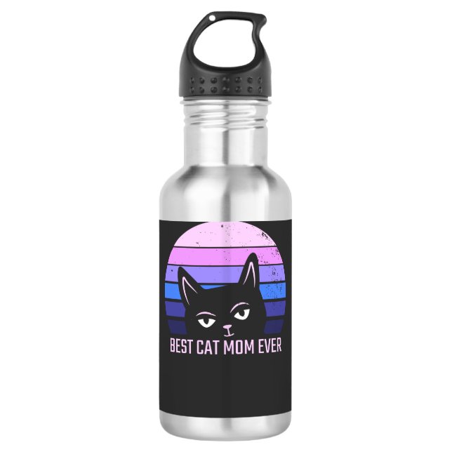 Bouteille D'eau Meilleure Maman de Chat de Tous les Temps (Devant)