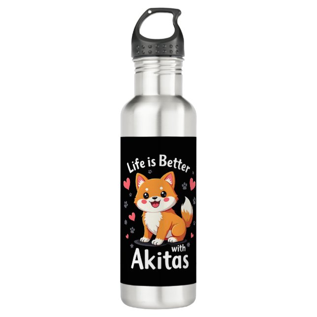 Bouteille D'eau Meilleure vie avec Akita Débardeur (Devant)