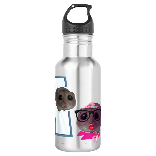 Bouteille D'eau Mème de souris triste Funny Hamster (Devant)