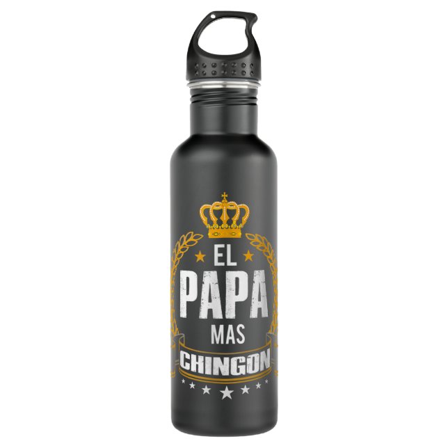 Bouteille D'eau Mens El Papa Mas Chingon - Drôle meilleur papa mex (Devant)