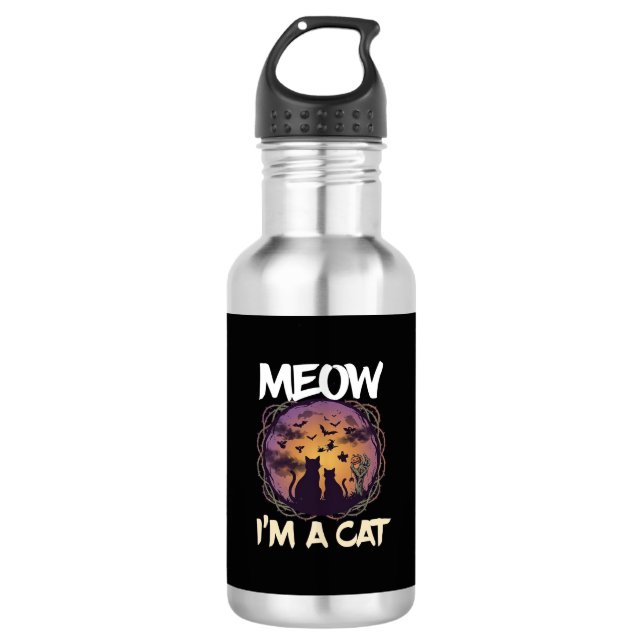 Bouteille D'eau Meow Am Cat Halloween Night Witch Pumpkin_1 (Devant)