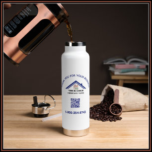 Bouteille D'eau Merci et votre logo d'entreprise Code QR