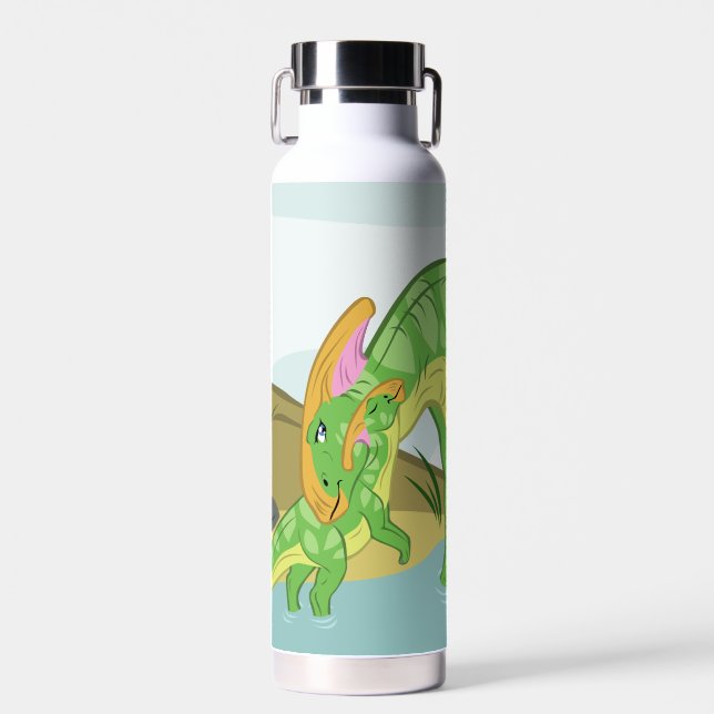 Bouteille D'eau Mère et bébé parasaurolophus (Avant)