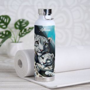 Bouteille D'eau Mère léopard des neiges et petit-déjeuner dans les
