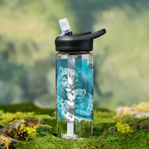 Bouteille D'eau Mère léopard des neiges et petit-déjeuner dans les