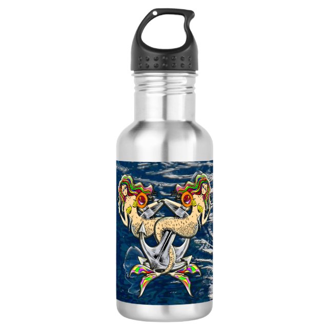 Bouteille D'eau Mermaids - Design nautique pour les amoureux des o (Devant)