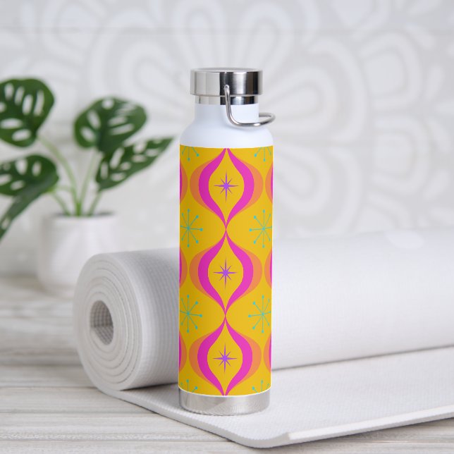 Bouteille D'eau Mi-siècle moderne rose vif et jaune atomique (Yoga)