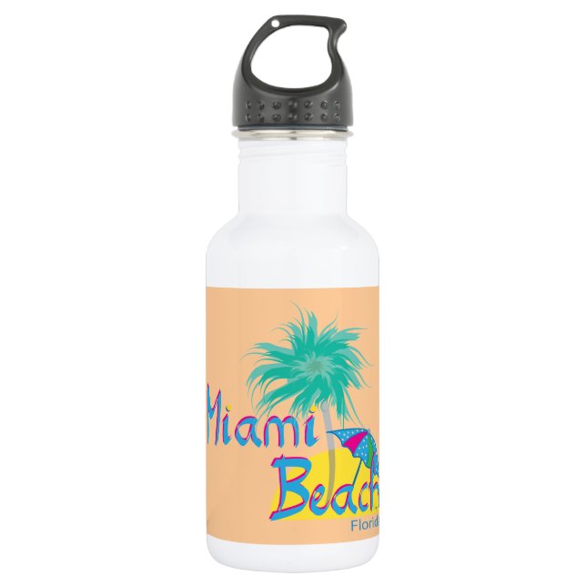 Bouteille D'eau Miami Beach Palm et soleil (Devant)