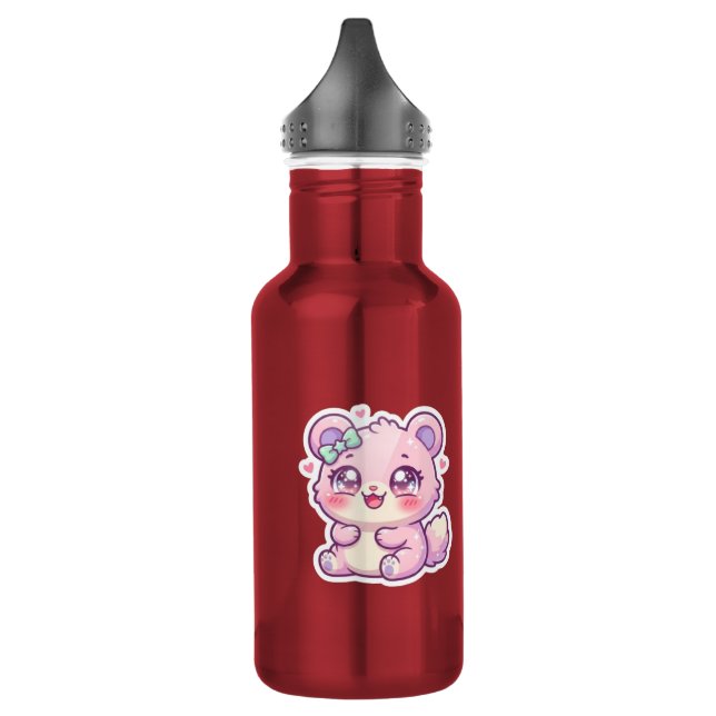 Bouteille D'eau Mignon Ours Rose Pastel Chibi Chatoune Cœur St (Gauche)