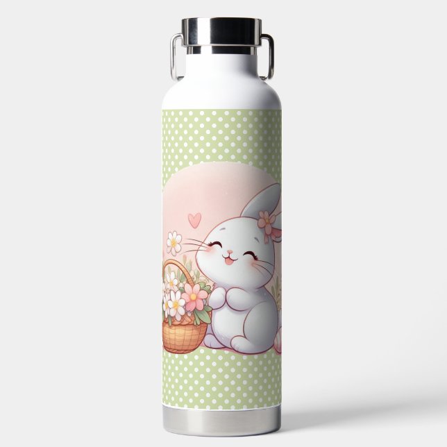 Bouteille D'eau Mignonne lapin de printemps/Pâques avec oeuf (Avant)