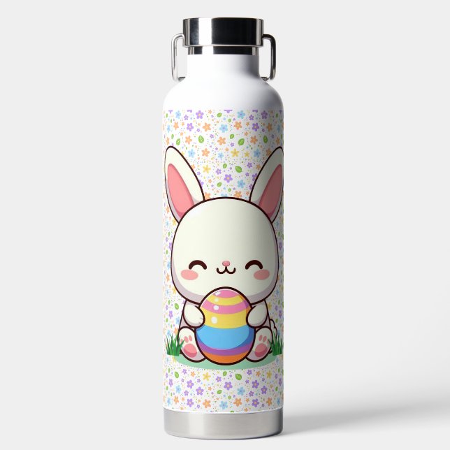 Bouteille D'eau Mignonne lapin de printemps/Pâques avec oeuf (Avant)