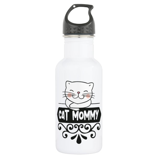 Bouteille D'eau Mignonne maman chatte amoureux des animaux (Devant)