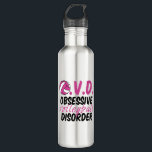 Bouteille D'eau Mignonne trouble de volley-ball obsessionnel<br><div class="desc">Drôle trouble de volley-ball obsessif. Un joli joueur de volley-ball ou un cadeau d'entraîneur avec une jolie balle rose et blanche pour un match de volley-ball à l'intérieur ou à la plage.</div>