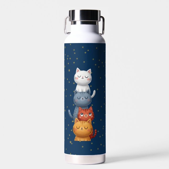 Bouteille d'eau Mignons Chats Empilés 🐱 | Étoile  (Avant)