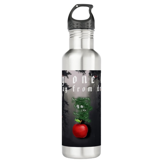 Bouteille D'eau Mikitiez crâne rouge toxique pomme vegan été (Devant)