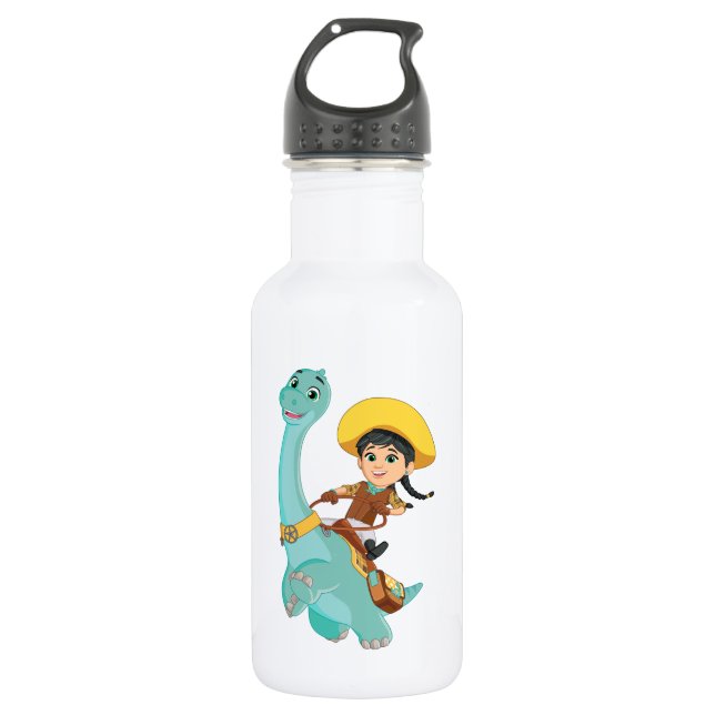 Bouteille D'eau Min & Clover | Joyeux Cowgirl & Brontosaurus Ride (Devant)