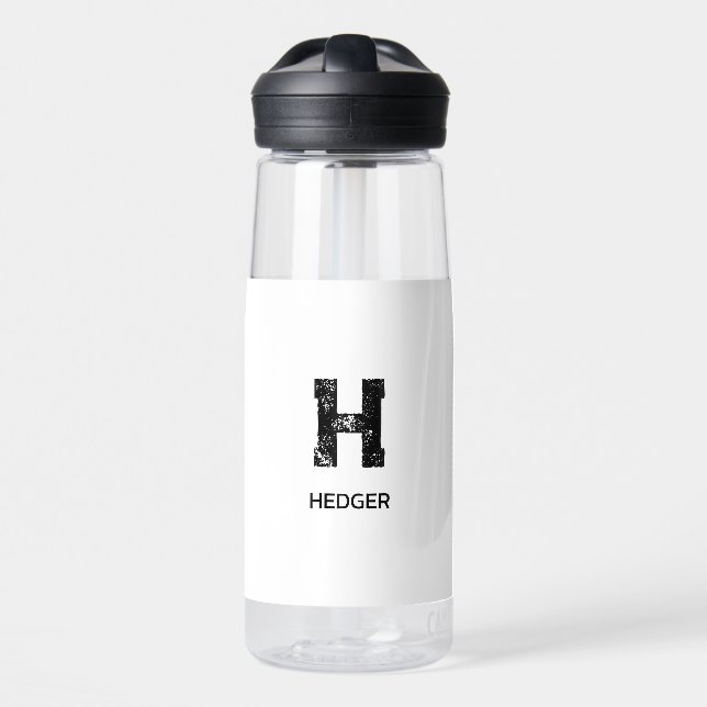 BOUTEILLE D'EAU MINIMALIST BLACK ONE LETTER MONOGRAM NAME WHITE (Avant)