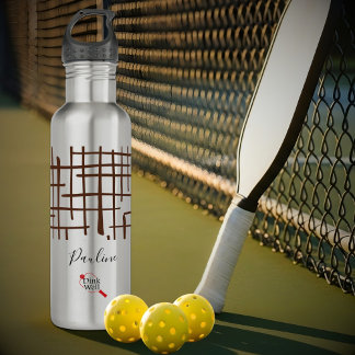 Bouteille D'eau Minimalist Brown Linework Personalized | Dink Well