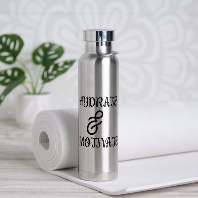 Bouteille D'eau Minimalist Typography Water Bottle - Hydrate (Yoga (pivoté))