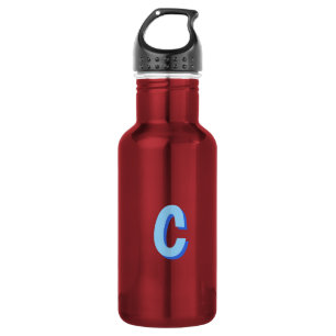Bouteille D'eau Minimaliste Élégant Professionnel Monogrammé Bleu