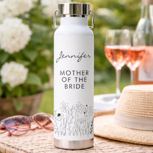 Bouteille D'eau Minimaliste Fleur Sauvage Mère de la Mariée