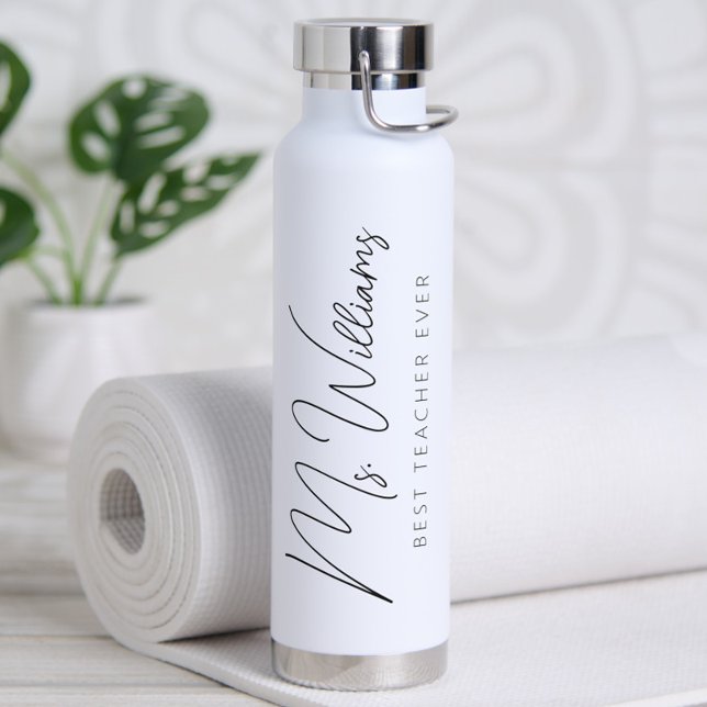 Bouteille D'eau Minimaliste Personnalisé Meilleur Enseignant Jamai (Simple Minimalist Personalized Best Teacher Ever Water Bottle, Teacher Appreciation Gift, Graduation)