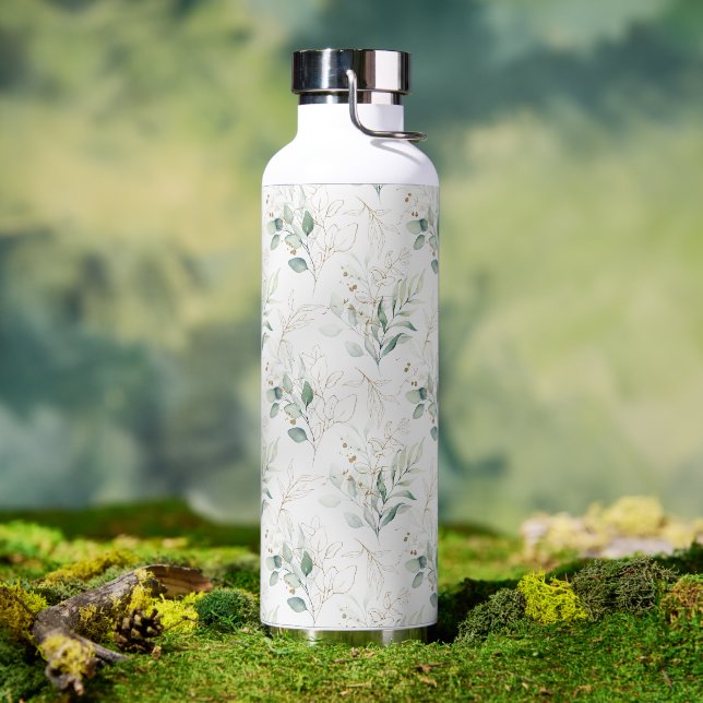 Bouteille D'eau Mint Green Pastel Floral Greenery Motif (Café)