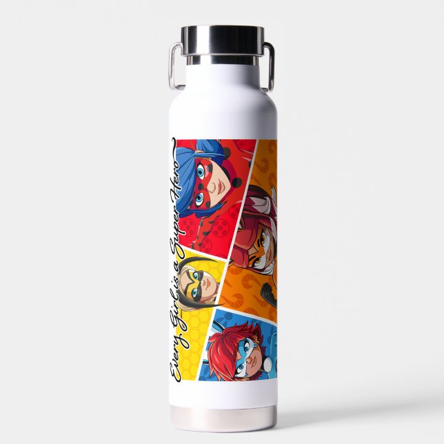 Bouteille D'eau Miraculeux Chaque fille est un super héros (Avant)