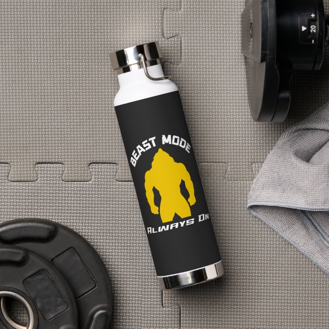 Bouteille D'eau Mode Bête Toujours Activé - Citation Motivation Gy (Salle de sport (pivotée))