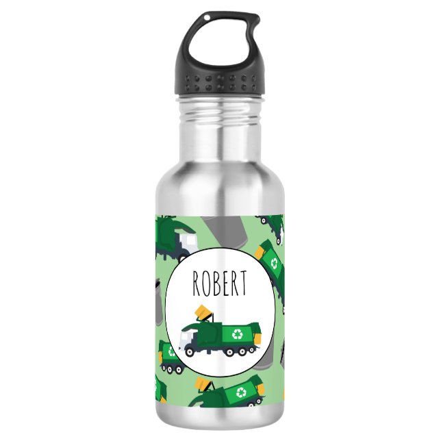 Bouteille D'eau Modèle de camion de recyclage des déchets Nom de g (Devant)