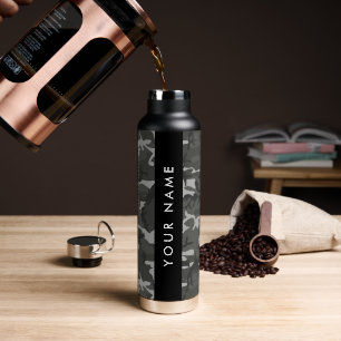 Bouteille D'eau Modèle de camouflage gris, Votre nom, Personnalise