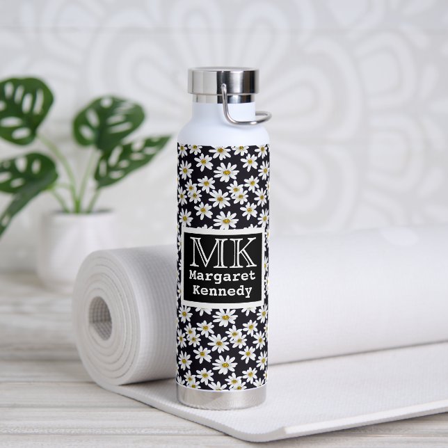 Bouteille D'eau Modèle floral de marguerite monogramme (Yoga)