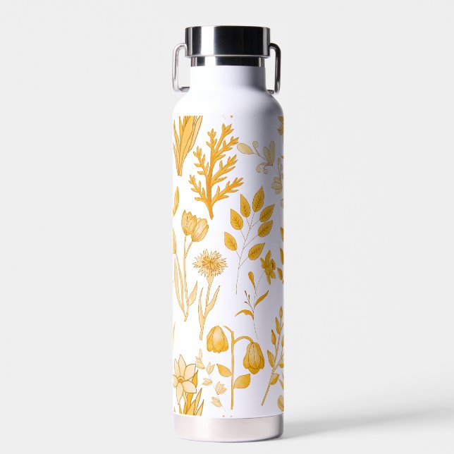 Bouteille D'eau Modèle Floral d'or pour l'automne (Avant)