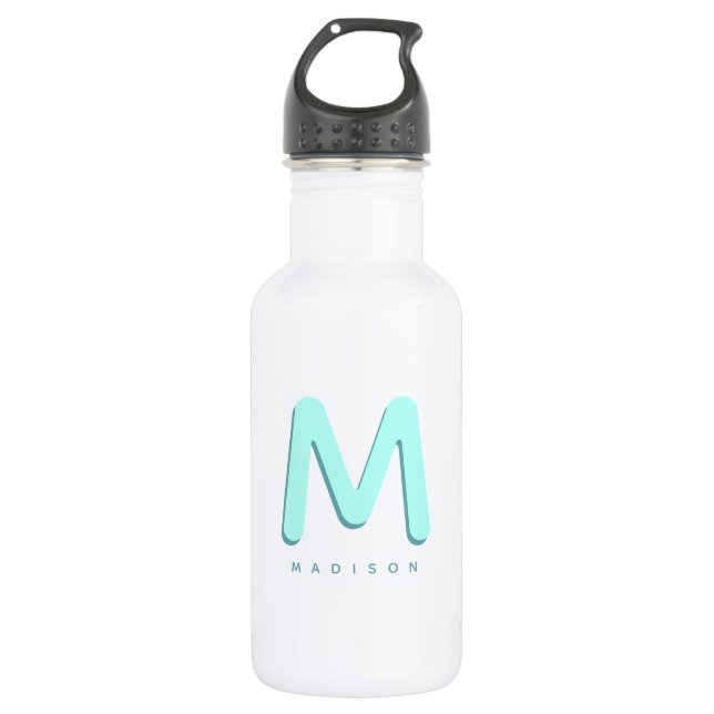 Bouteille D'eau Modern Cute Fun Nom personnalisé 3D Monogramme (Devant)